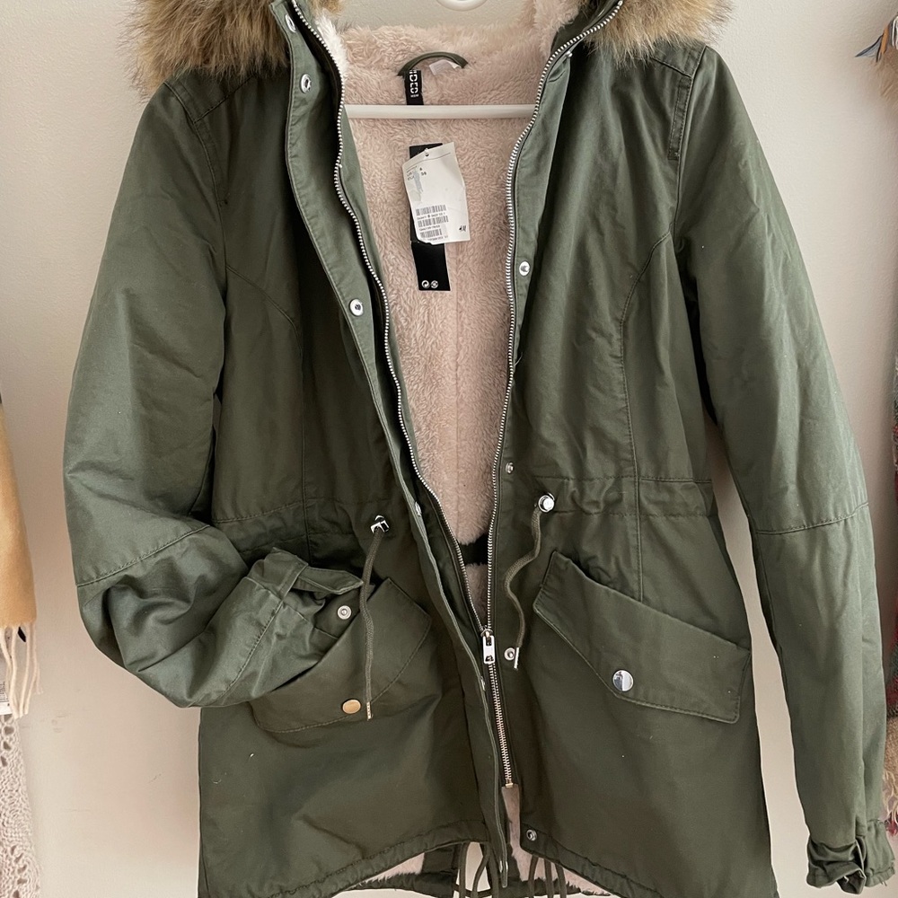Olive H&M Jacket with Removable Hood